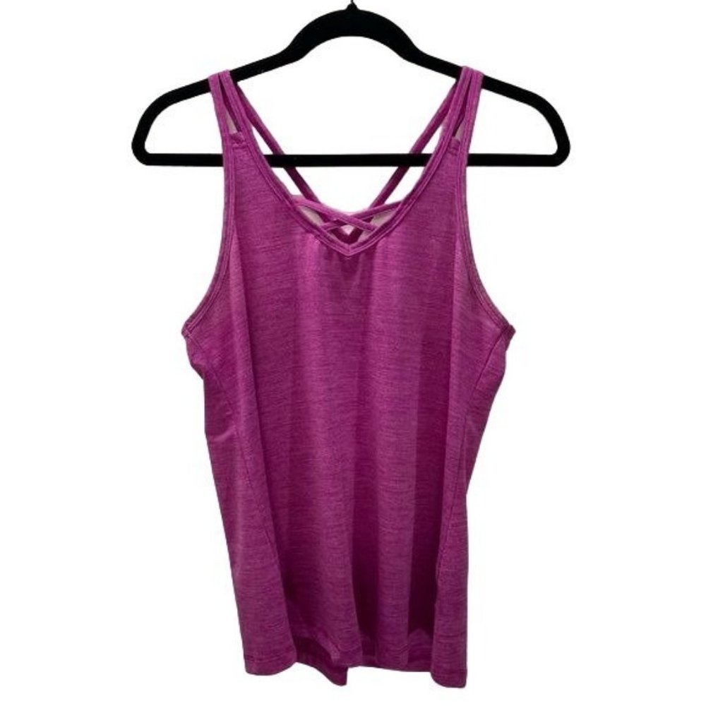 Layers purple/pink athletic top with strap lace top, size Medium